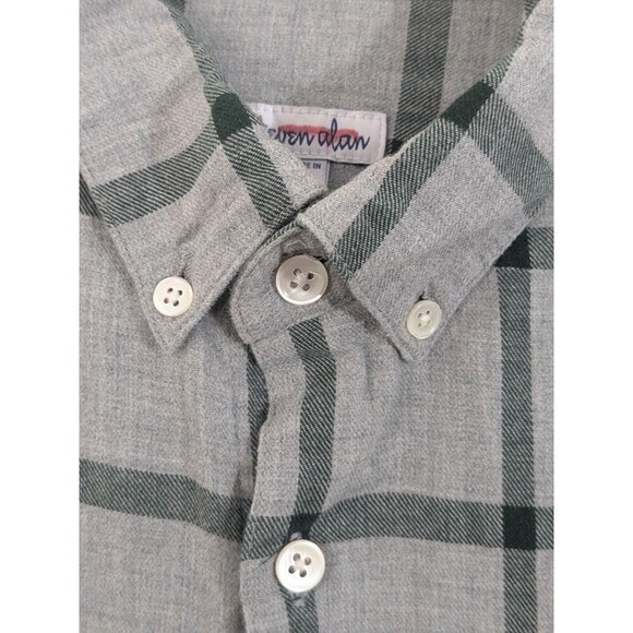 Steven Alan Shirt Mens Sz M Button Up Gray Plaid Pocket Flannel Made USA Light - Picture 3 of 11
